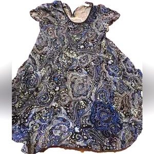 Urban Outfitters Flowy paisley BLUE DRESS Silence + Noise S/S Frayed Hem fairy